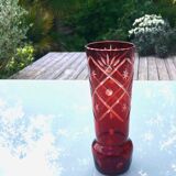 Carved Bohemian crystal vase