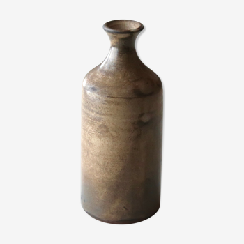 Vase bouteille marron en céramique, années 70