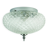 Vintage glass ceiling lamp textured glass and chrome 1970s