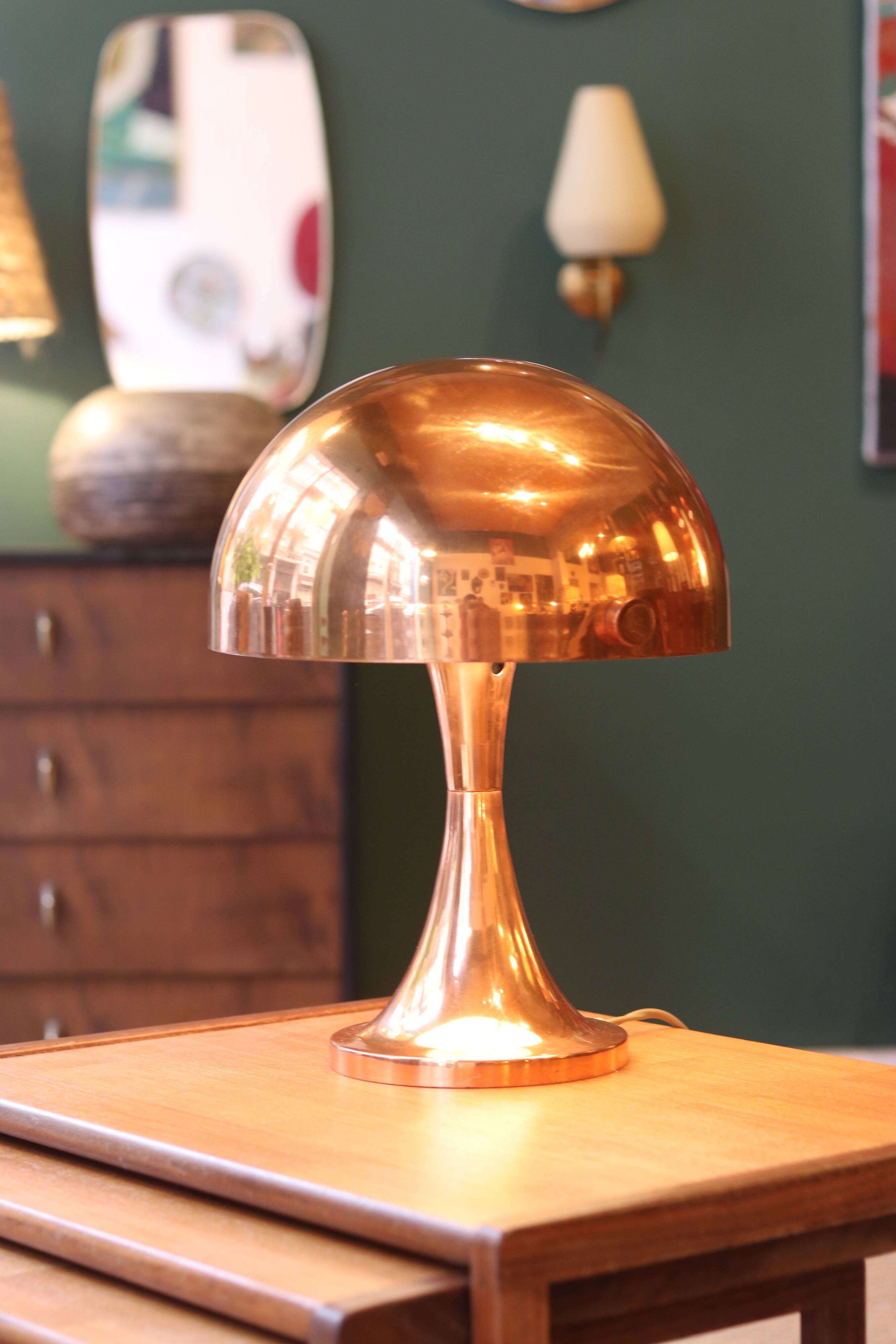 Lampe de table “champignon” Space Âge en métal cuivré, 1960