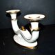 Modernist German porcelain candle holder - double gold rim candlestick
