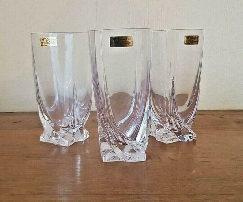 Set of 6 Hi Ball tumbler glasses French Royal Crystal of Champagne