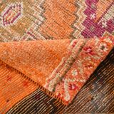 Pink & Orange Oriental Pattern Turkish Runner Rug, 90x306Cm