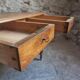 Antique French oak writing desk with 2 lockable drawers, circa 1920.