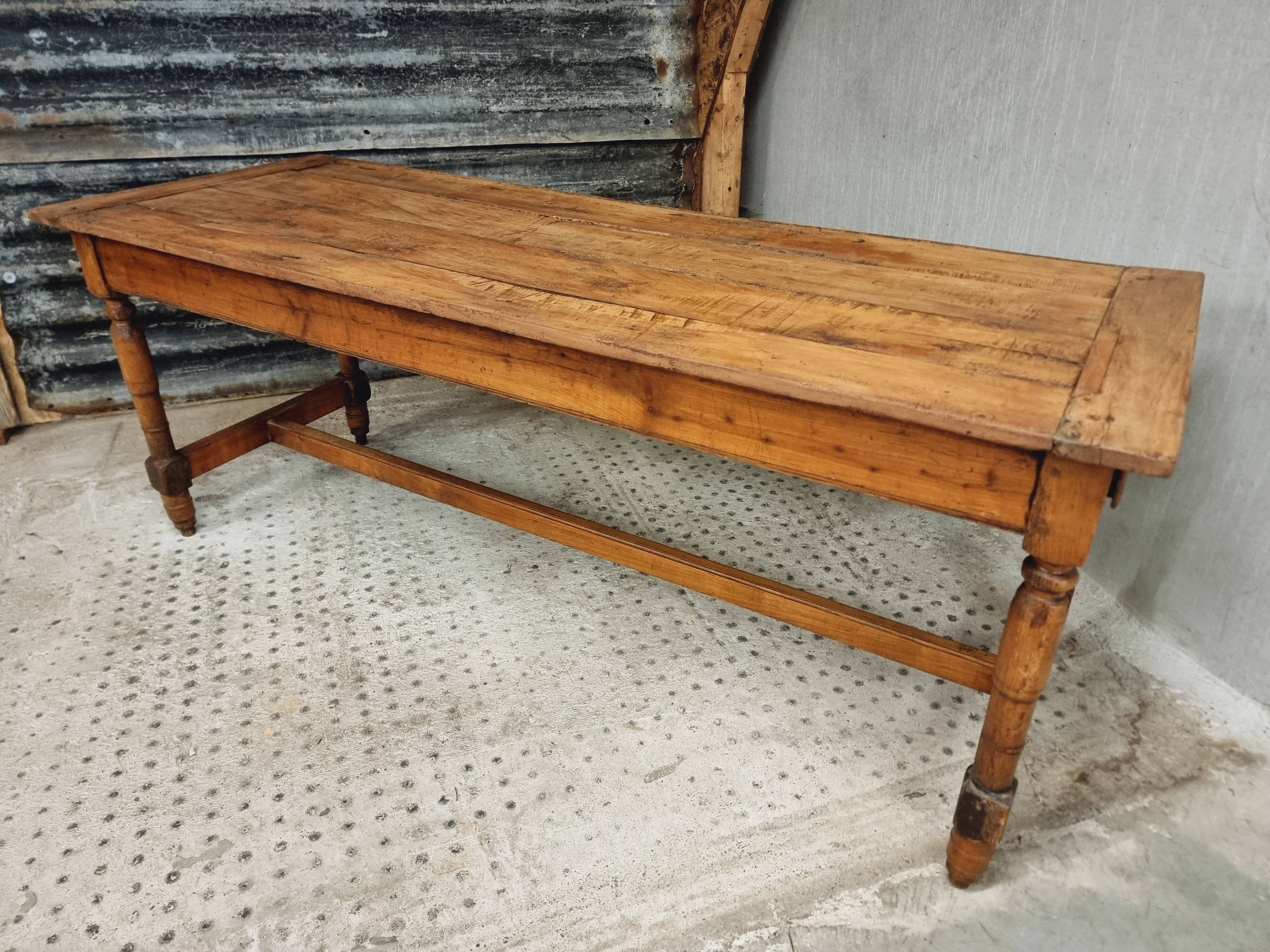 Antique French table farm dining table 19th century 73 x 201 cm