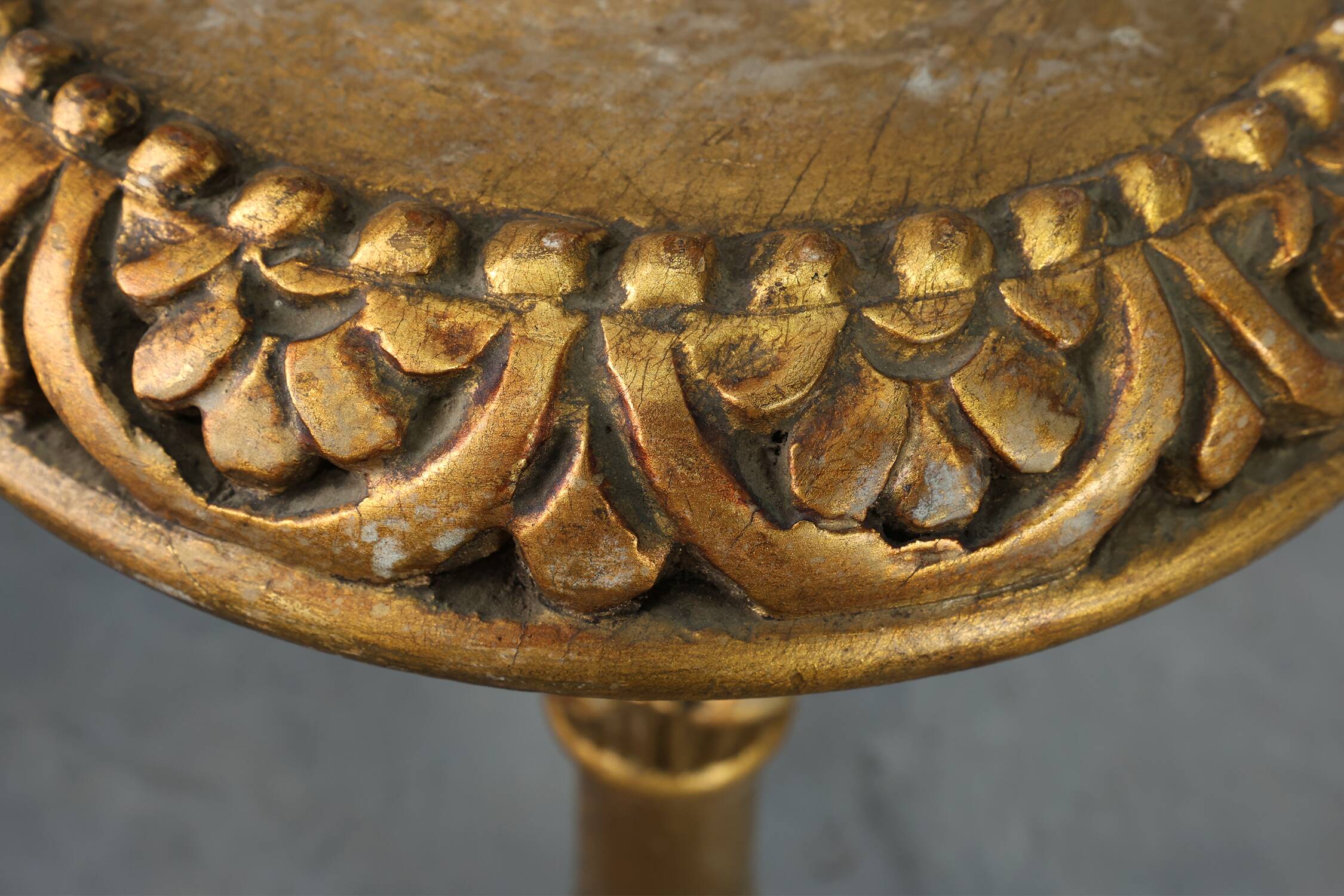 Pair of Gilt Wooden Pedestals with Plaster Decoration, France 19th Century