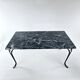 Coffee table, alpine green marble top and wrought iron legs, circa 1950