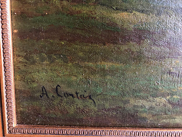 A. Cortaix, Vaches au pré, oil on canvas XIX