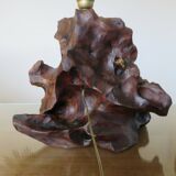 Imposing brutalist lamp in olive wood, 1970
