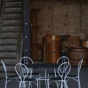 Vintage garden set Tore Ahlsén "Pia", table and 6 chairs, modern Swedish, 1990s.