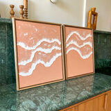 Relief paintings of white coral waves