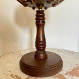 Wooden lamp and stretched wires