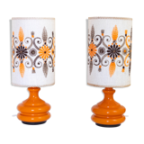 Pair of embroidered orange lamp