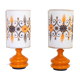 Paire de lampe orange brodées