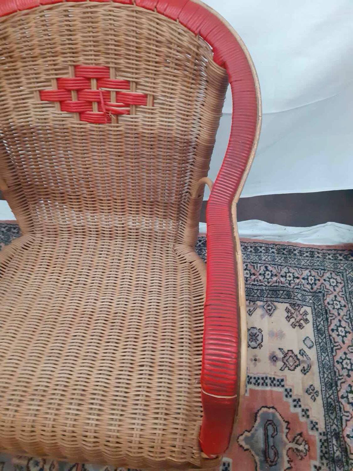 Refurbished wicker armchair