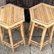 Two high bamboo stools – hexagonal top, vintage, 1970s