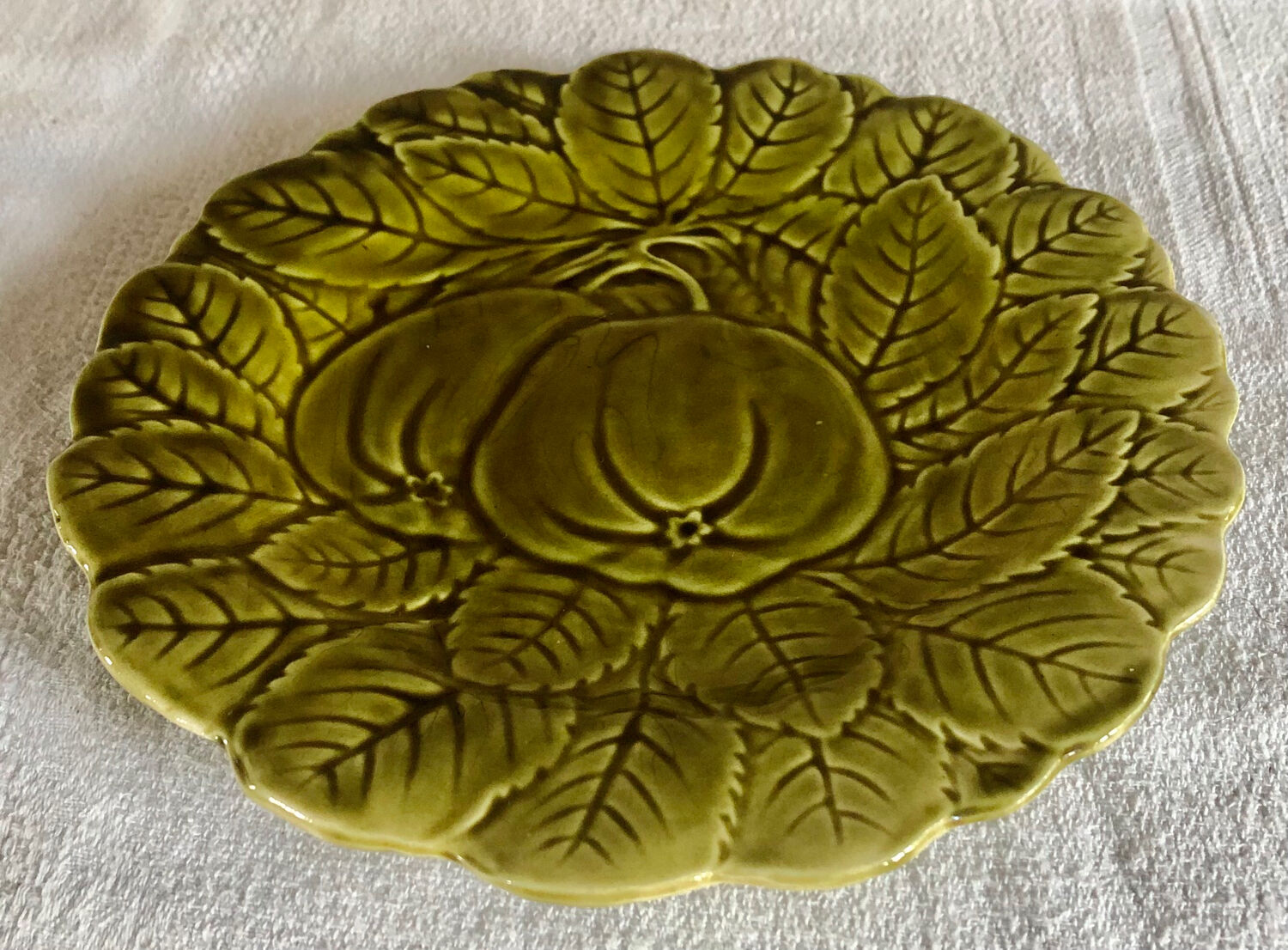 6 old Sarreguemines slip plates