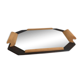 Wood tray and patinated art deco mirror