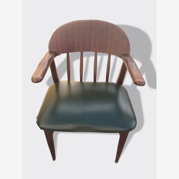 Fauteuil de style Scandinave en skaï vert bouteill