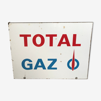 Double-sided enamelled plate sign flag Total Gas