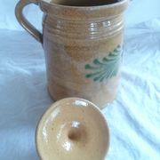 Milk jar / cream & its lid terracotta varnished Savoyard folk art chalet deco collector