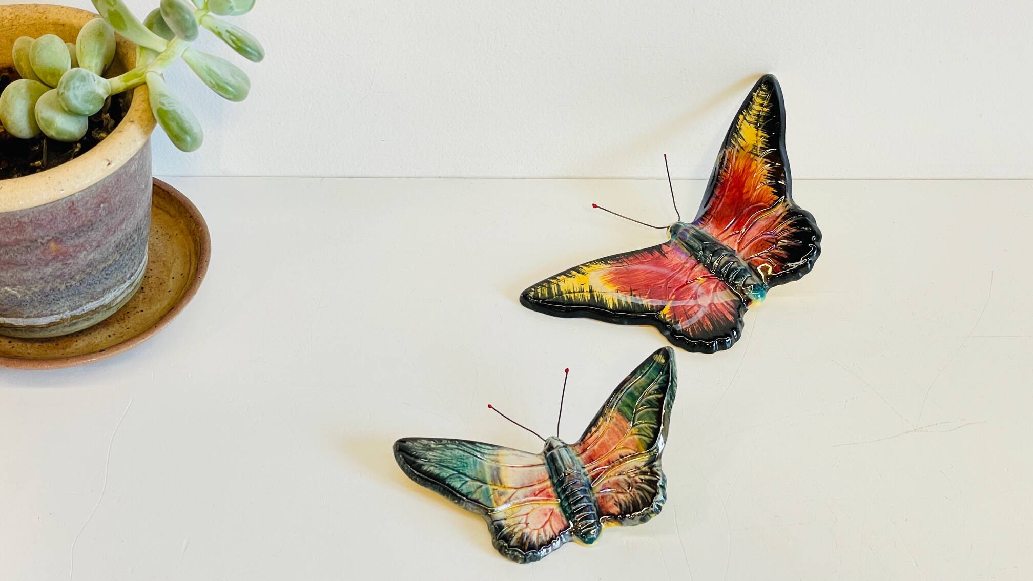 Vintage ceramic wall butterflies
