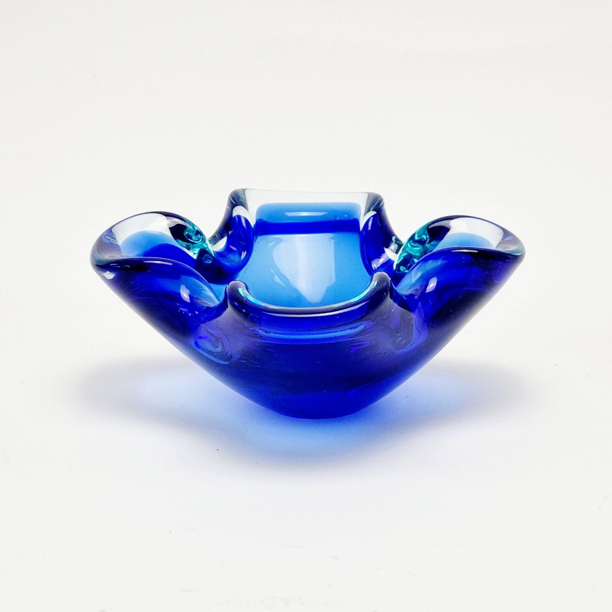 Labelled Mid Century Sommerso Murano Glass Ashtray/Small Bowl, Italy, 1960s