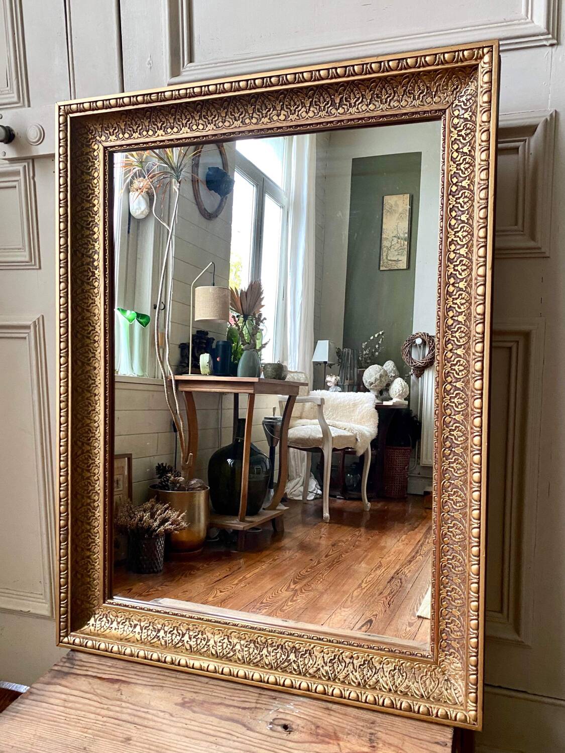 Large gilded wood mirror
