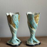 Paire de vases barbotine anciens