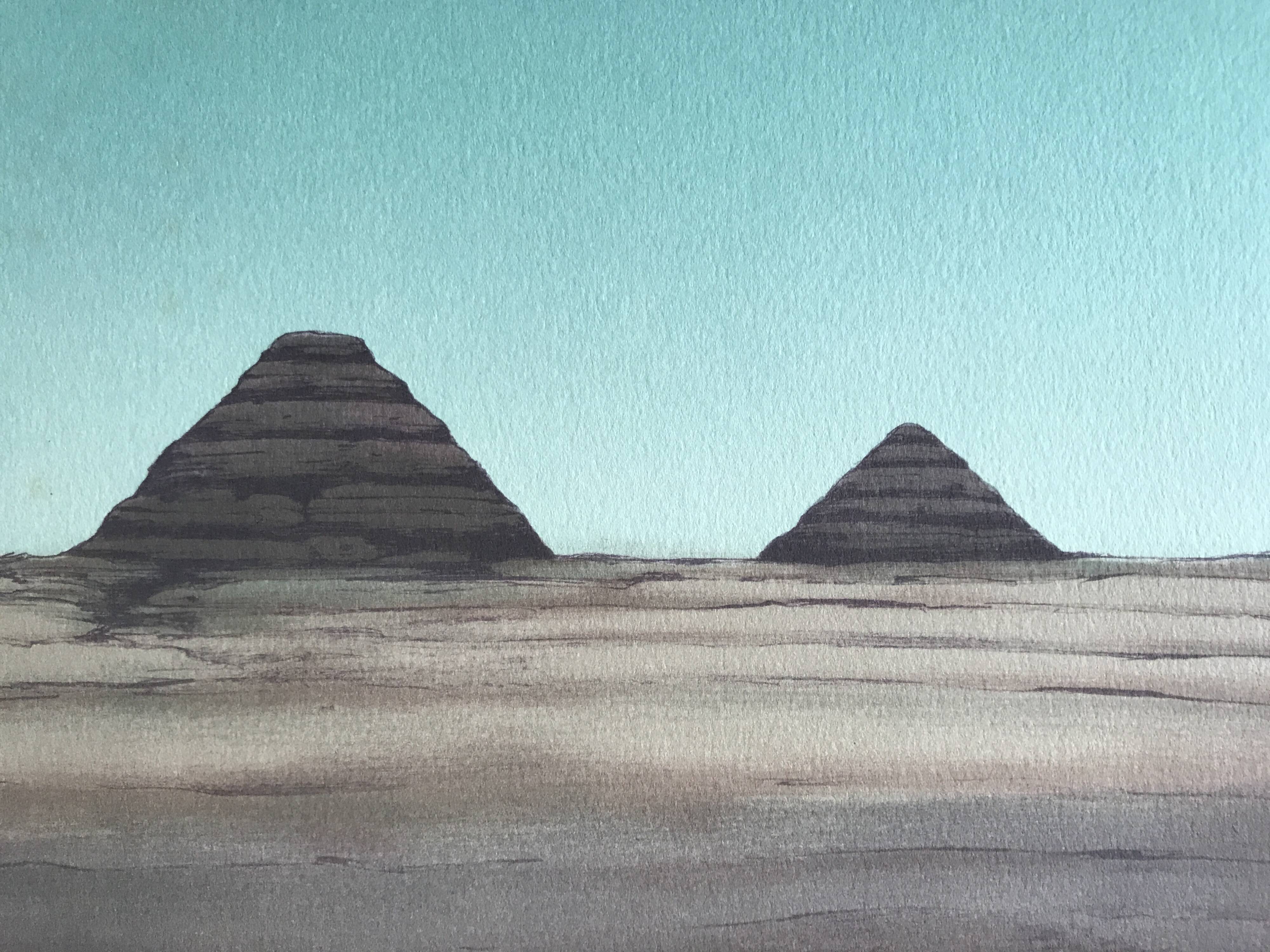 Original lithograph by Alain Le Foll, Khufu, Kephren, Mykerin, 1978