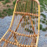 Vintage dining room attributed to Audoux and Minet in bamboo and rattan