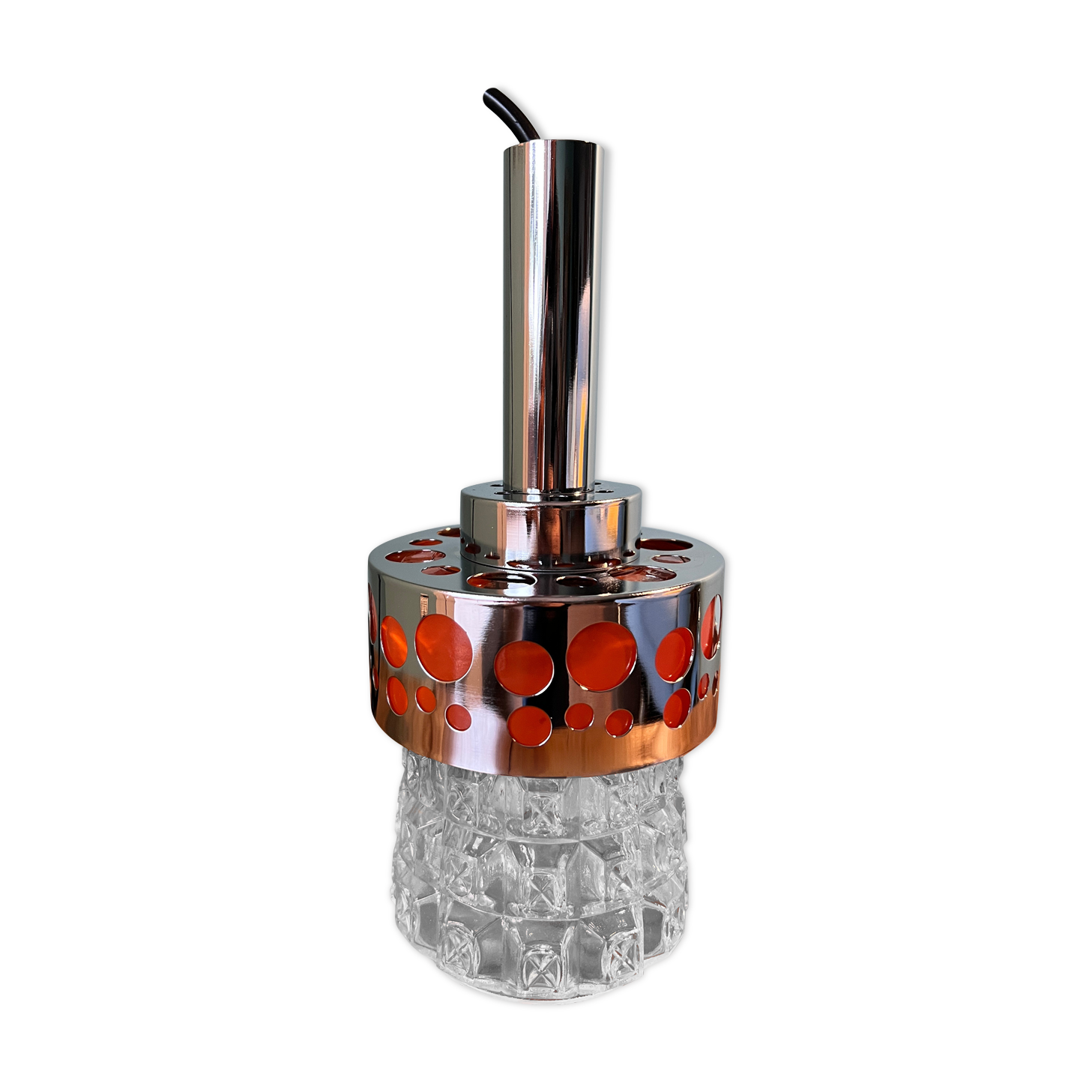 Art deco lamp / glass shade from the 1960s / ceiling pendant lamp for home decor