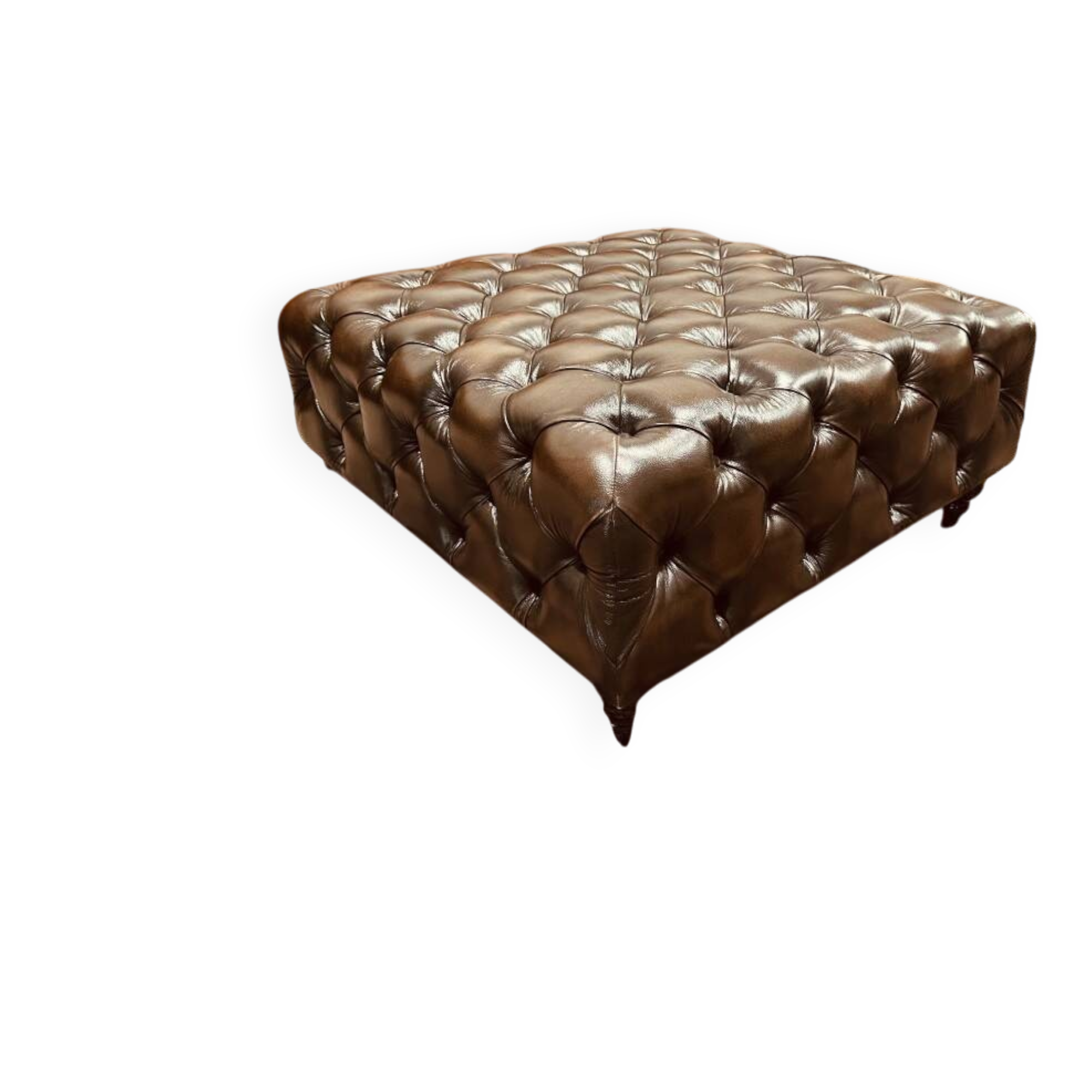 Large Brown Chesterfield Hocker