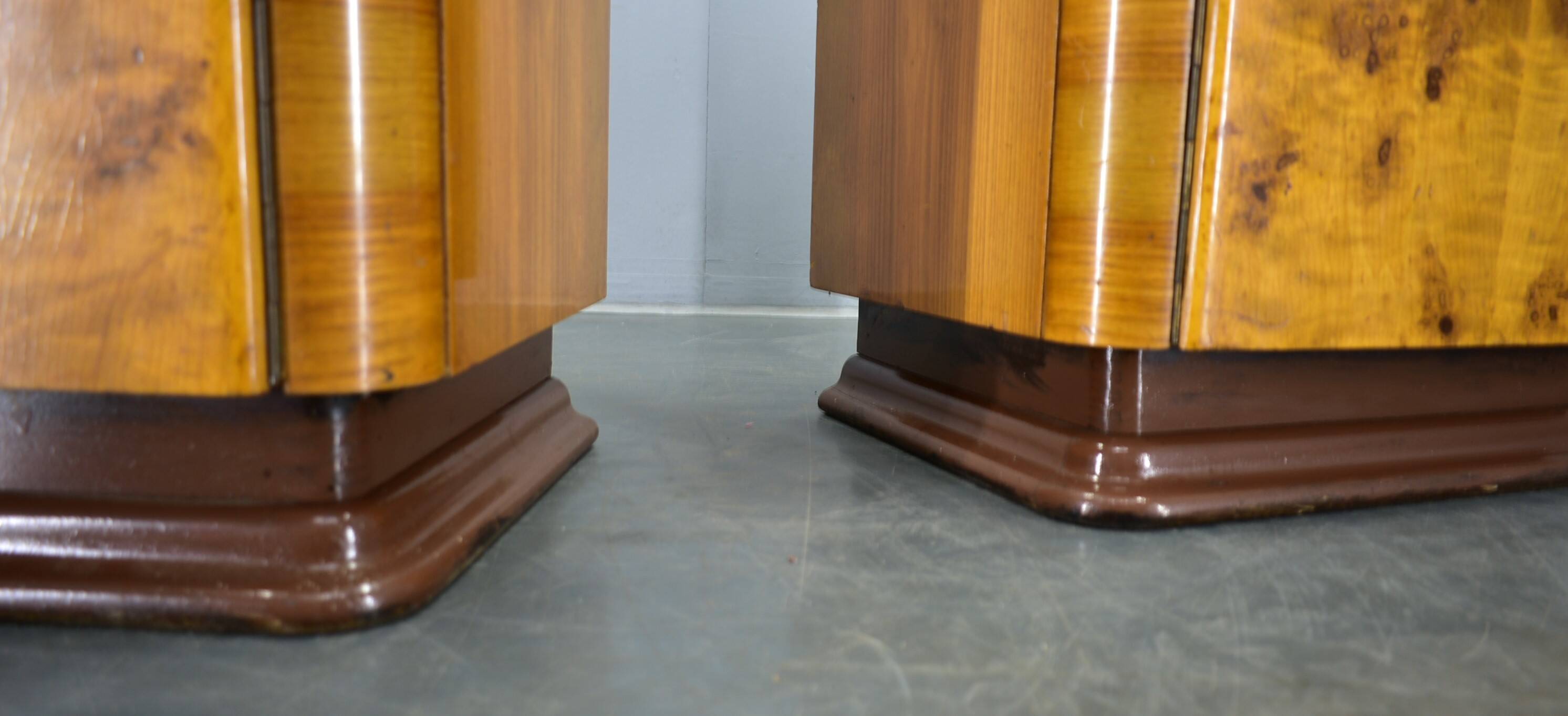 1942s set of bedside tables by Jindrich Halabala, Czechoslovakia