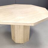 Octogonal italian travertine dining table 1970s