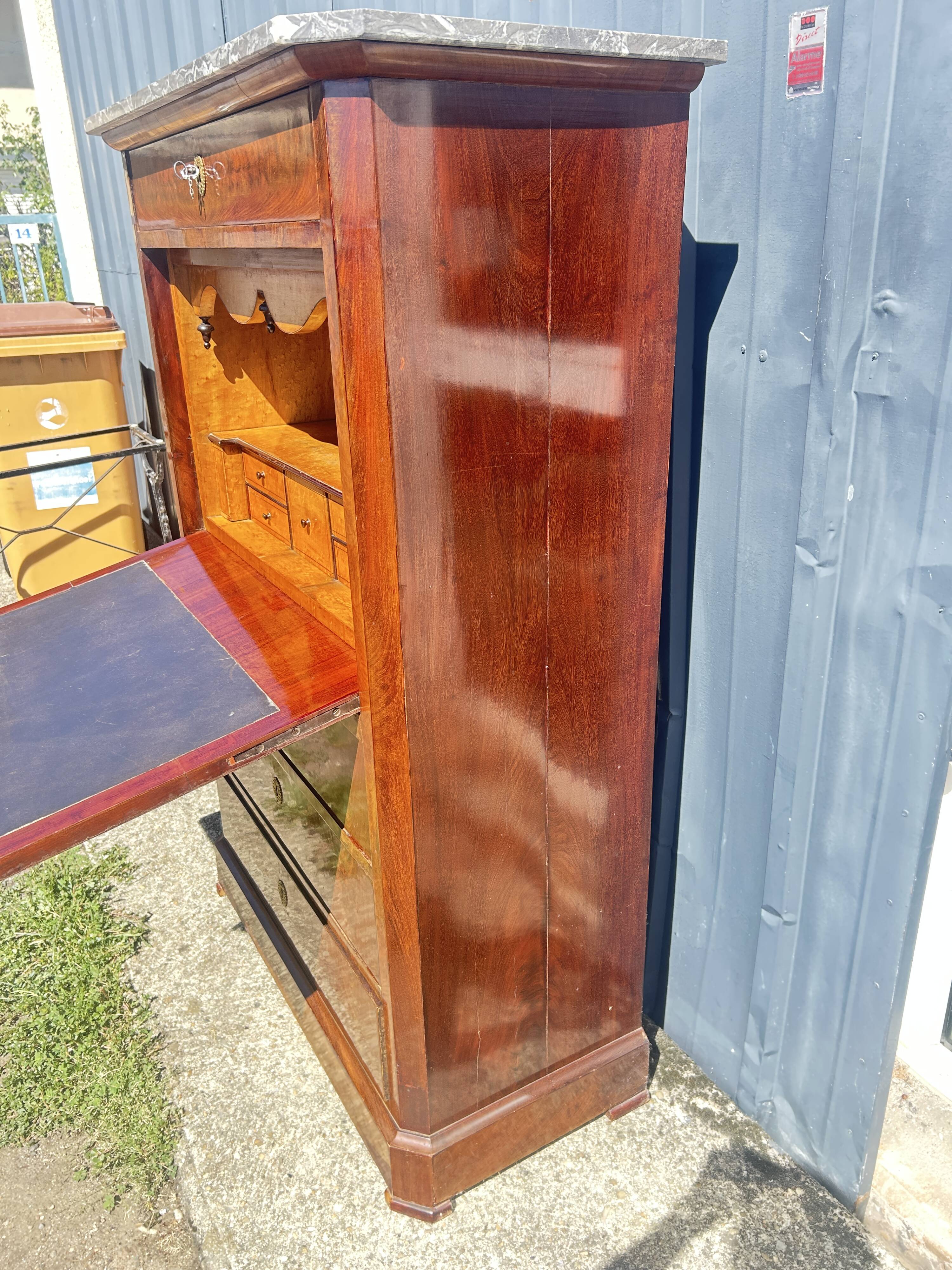 Mahogany drop-leaf secretary, Louis Philippe