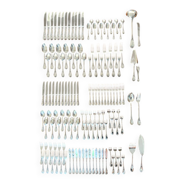 Christofle Marly cutlery set 140 pieces with oak sideboard.