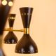 Black lacquered metal 12-arm light chandelier. Contemporary.