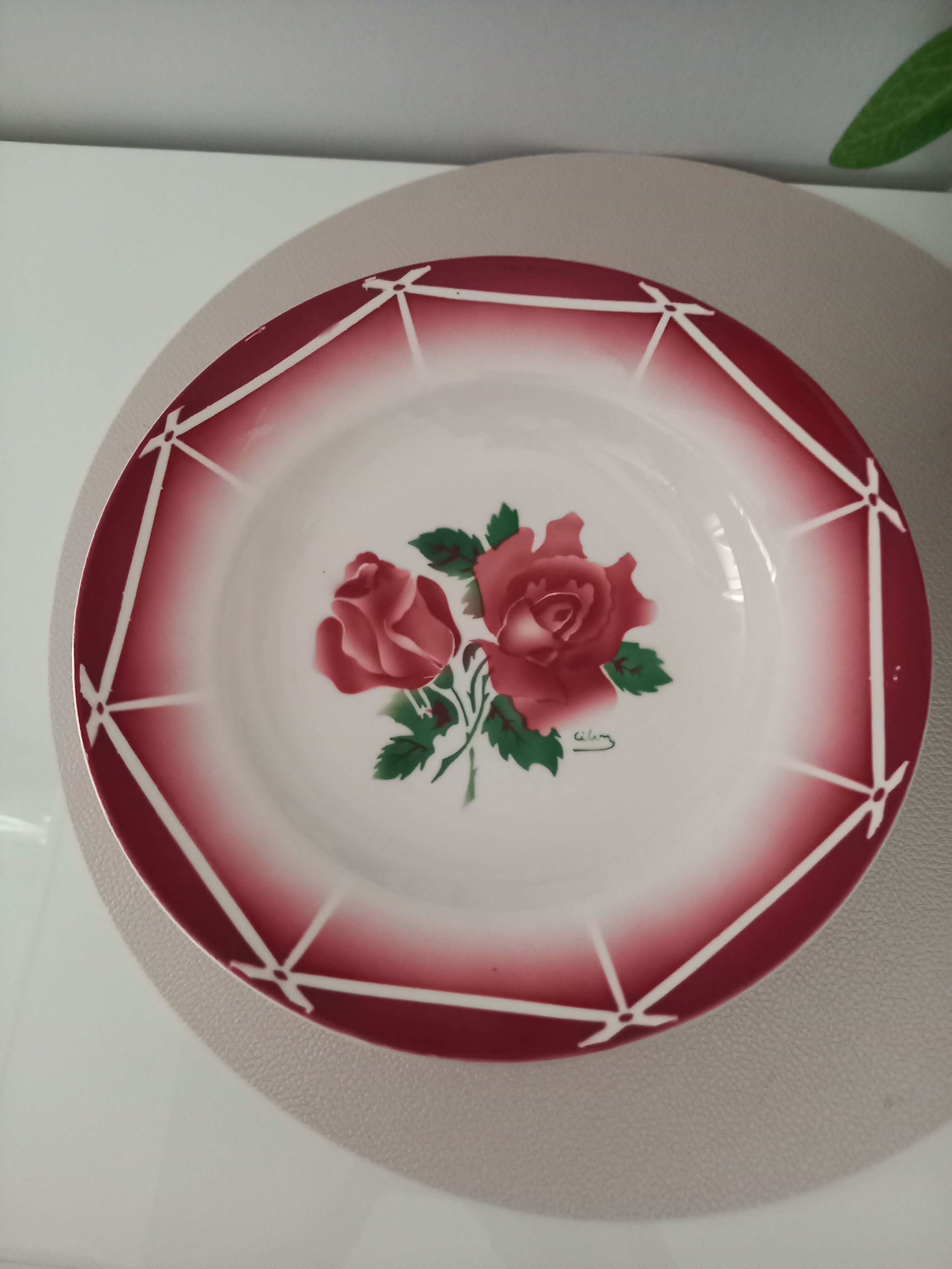 Lot of 6 hollow plates Digoin Sarreguemines