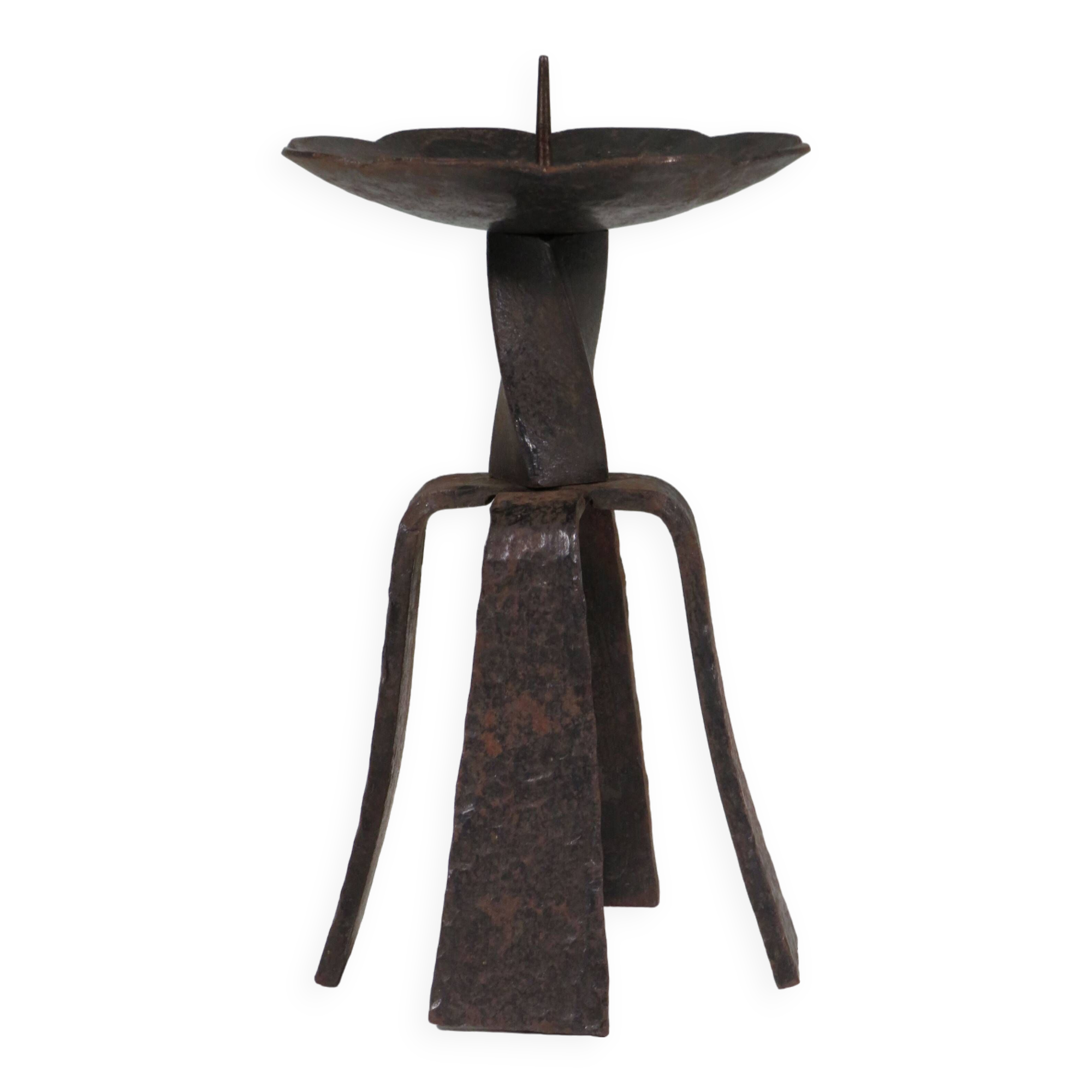 Hand forged vintage and brutalist candlestick