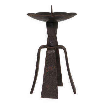 Hand forged vintage and brutalist candlestick