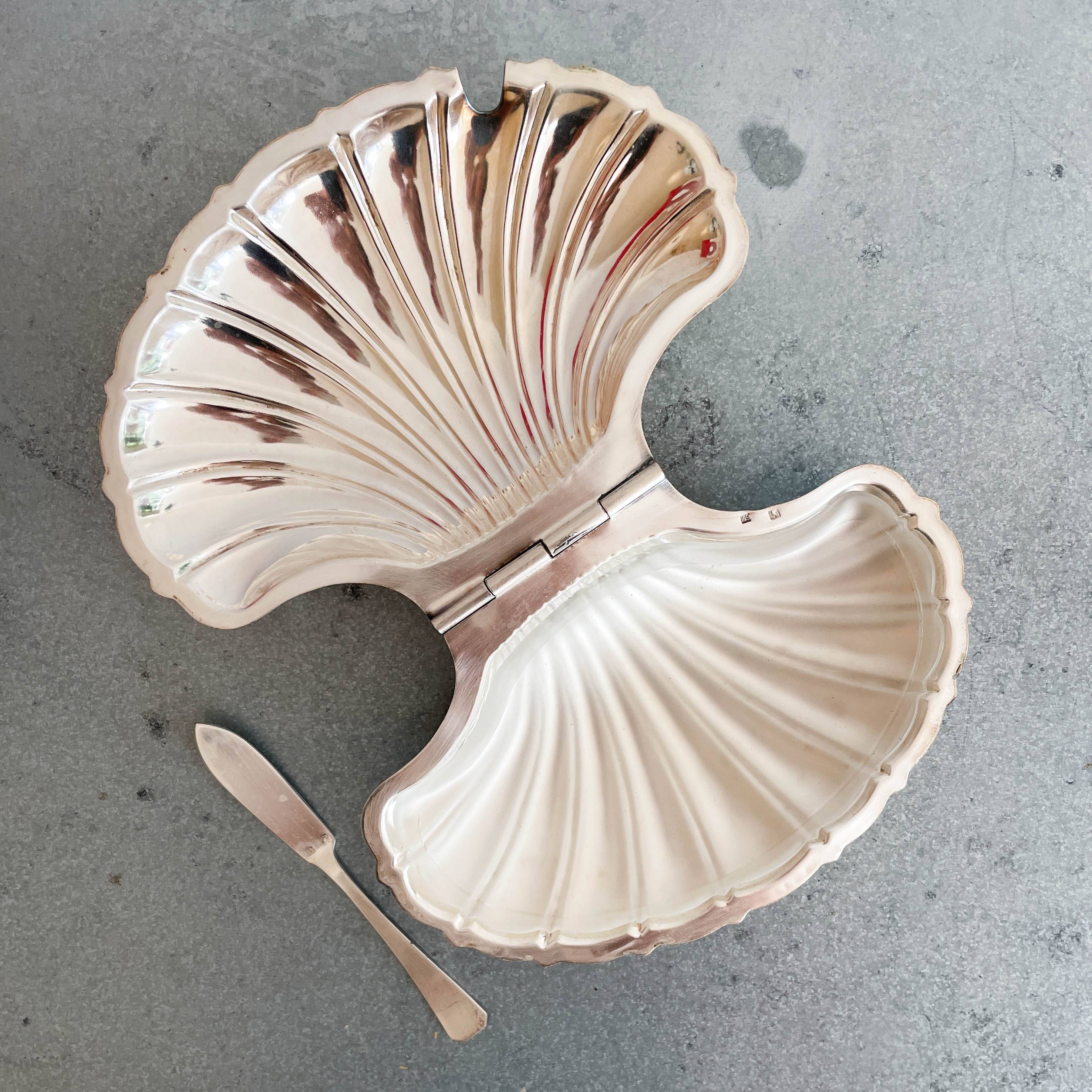 70s chrome metal shell butter dish