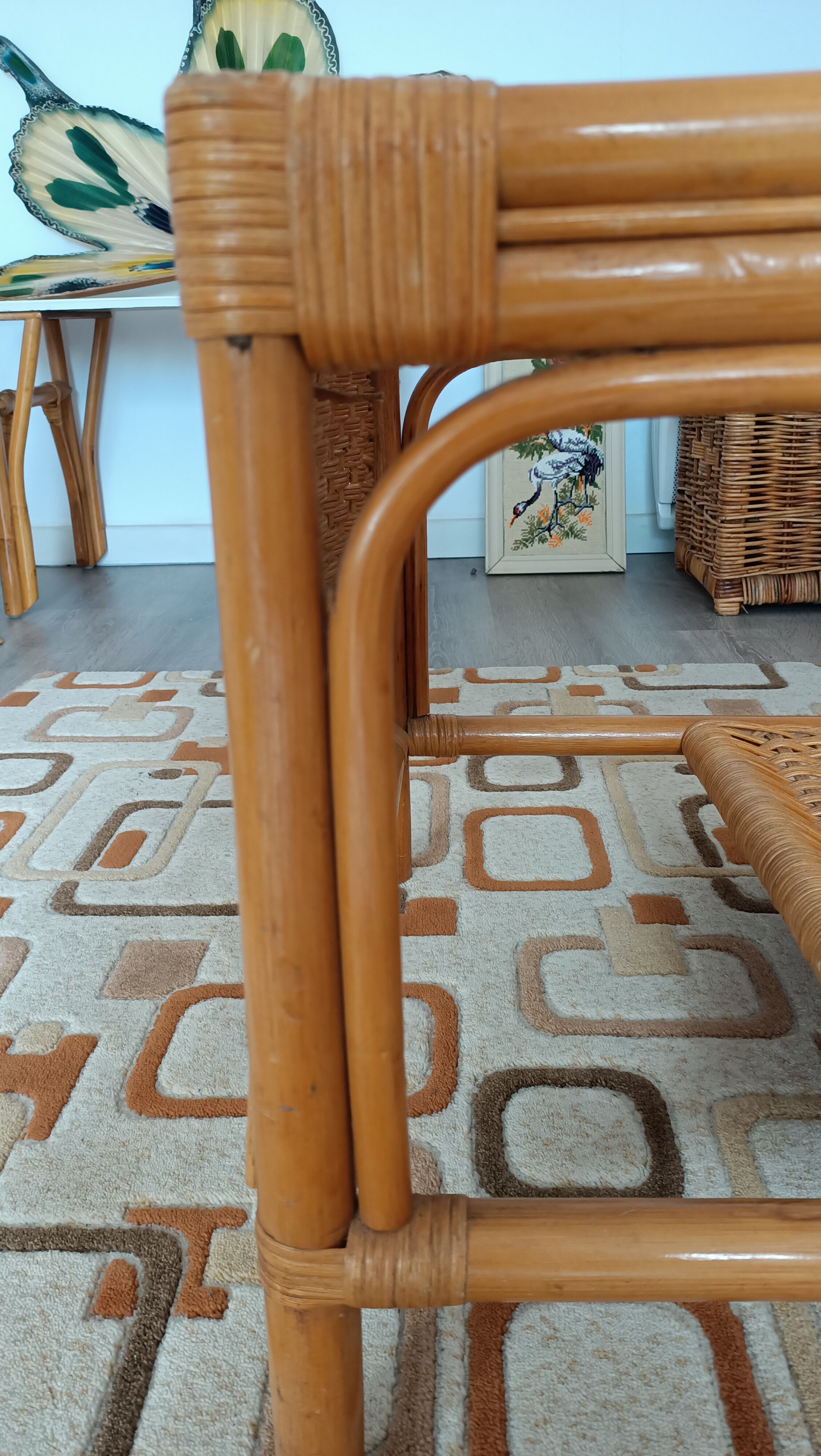 Braided rattan coffee table