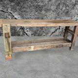 Ancien établi en chêne d'ébéniste ou menuiserie