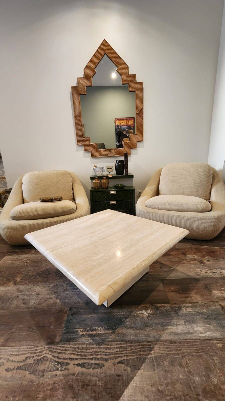 Travertine coffee table