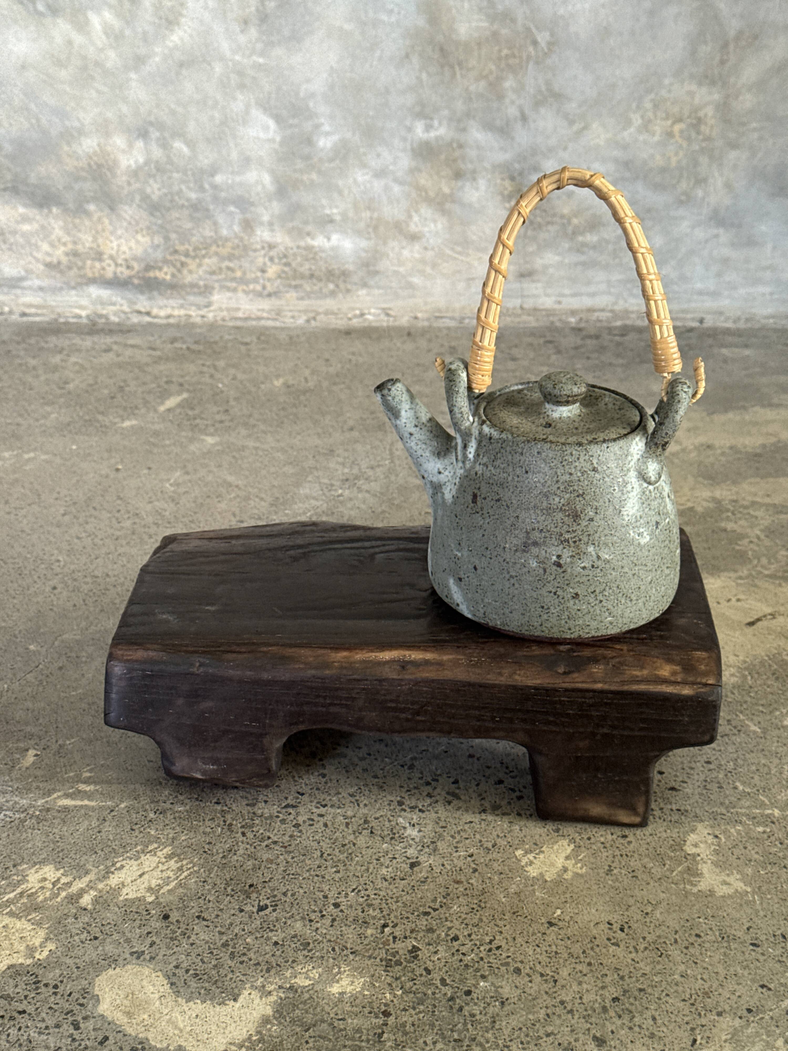 Small stool, black solid teak accent stool wabi-sabi L30 W8.5 H6.