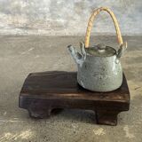 Small stool, black solid teak accent stool wabi-sabi L30 W8.5 H6.