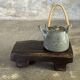 Small stool, black solid teak accent stool wabi-sabi L30 W8.5 H6.