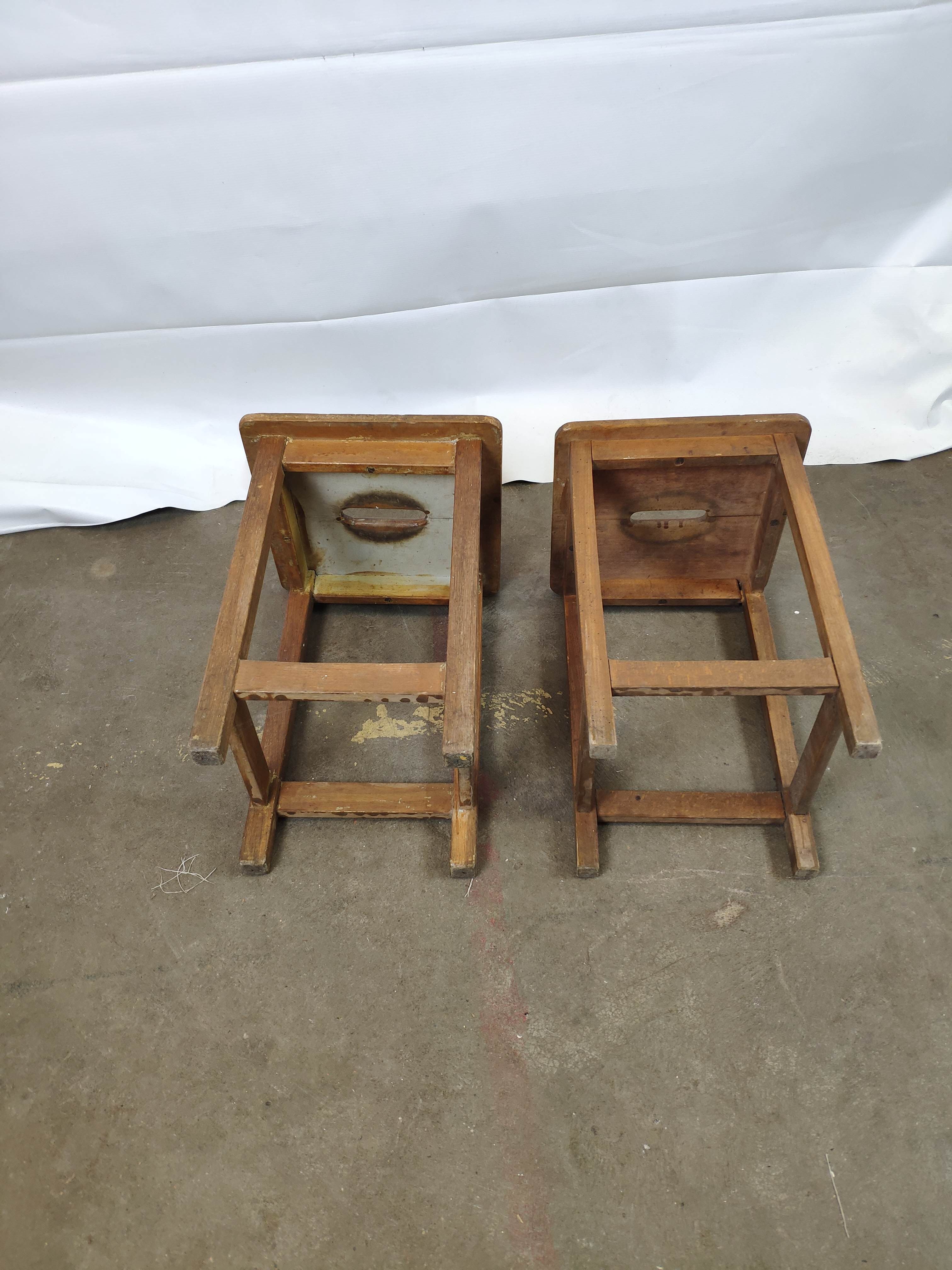 Pair of vintage wooden stools