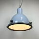 Bauhaus grey enamel industrial pendant lamp with glass cover, 1950s